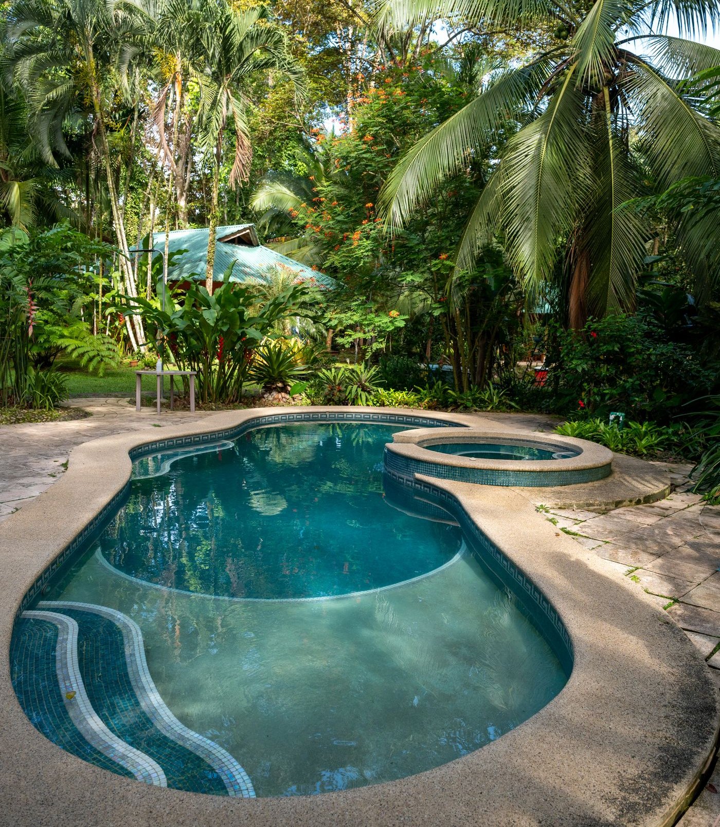 Illustrative stock photo of a tropical garden pool
